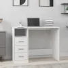 Bureau avec tiroirs Blanc 102x50x76 cm Bois d'ingenierie