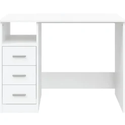 Bureau avec tiroirs Blanc 102x50x76 cm Bois d'ingenierie