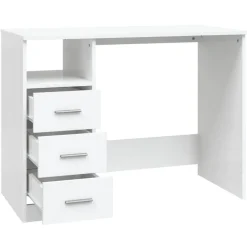 Bureau avec tiroirs Blanc 102x50x76 cm Bois d'ingenierie