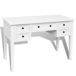 Bureau blanc a 5 tiroirs