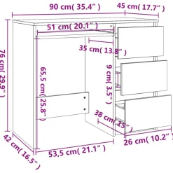 Bureau Blanc 90x45x76 cm Bois d'ingenierie