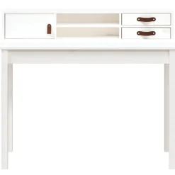 Bureau Blanc 110x50x93 cm Bois massif de pin