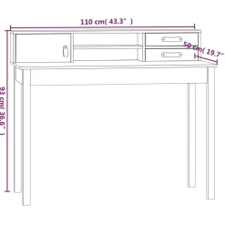 Bureau Blanc 110x50x93 cm Bois massif de pin