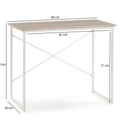 Bureau Cáceres Blanc,Table pour PC, Style Industriel, 90 cm Longueur