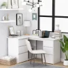 Bureau d'angle Blanc 145x100x76 cm Bois d'ingenierie