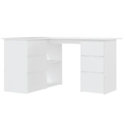 Bureau d'angle Blanc 145x100x76 cm Bois d'ingenierie