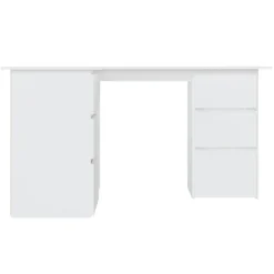 Bureau d'angle Blanc 145x100x76 cm Bois d'ingenierie