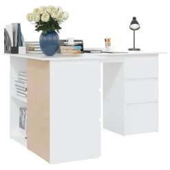Bureau d'angle Blanc 145x100x76 cm Bois d'ingenierie