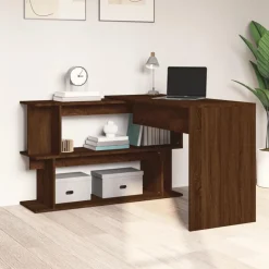 Bureau d'angle Chene marron 200x50x76 cm Bois d'ingenierie