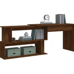 Bureau d'angle Chene marron 200x50x76 cm Bois d'ingenierie