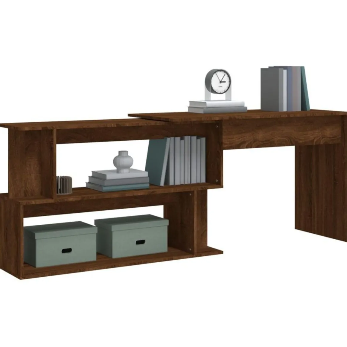 Bureau d'angle Chene marron 200x50x76 cm Bois d'ingenierie