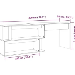 Bureau d'angle Chene marron 200x50x76 cm Bois d'ingenierie