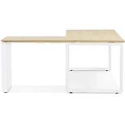 Bureau d'Angle Design Abigano 170cm Naturel & Blanc