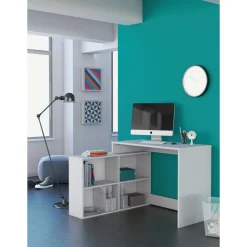 Bureau d'angle droit ou gauche avec rangements L112cm MAX