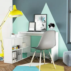 Bureau d'angle droit ou gauche avec rangements L112cm MAX