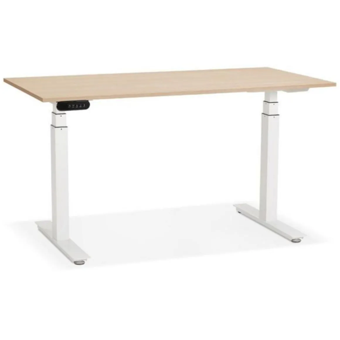 Bureau Design Réglable Électrique 140cm Naturel & Blanc