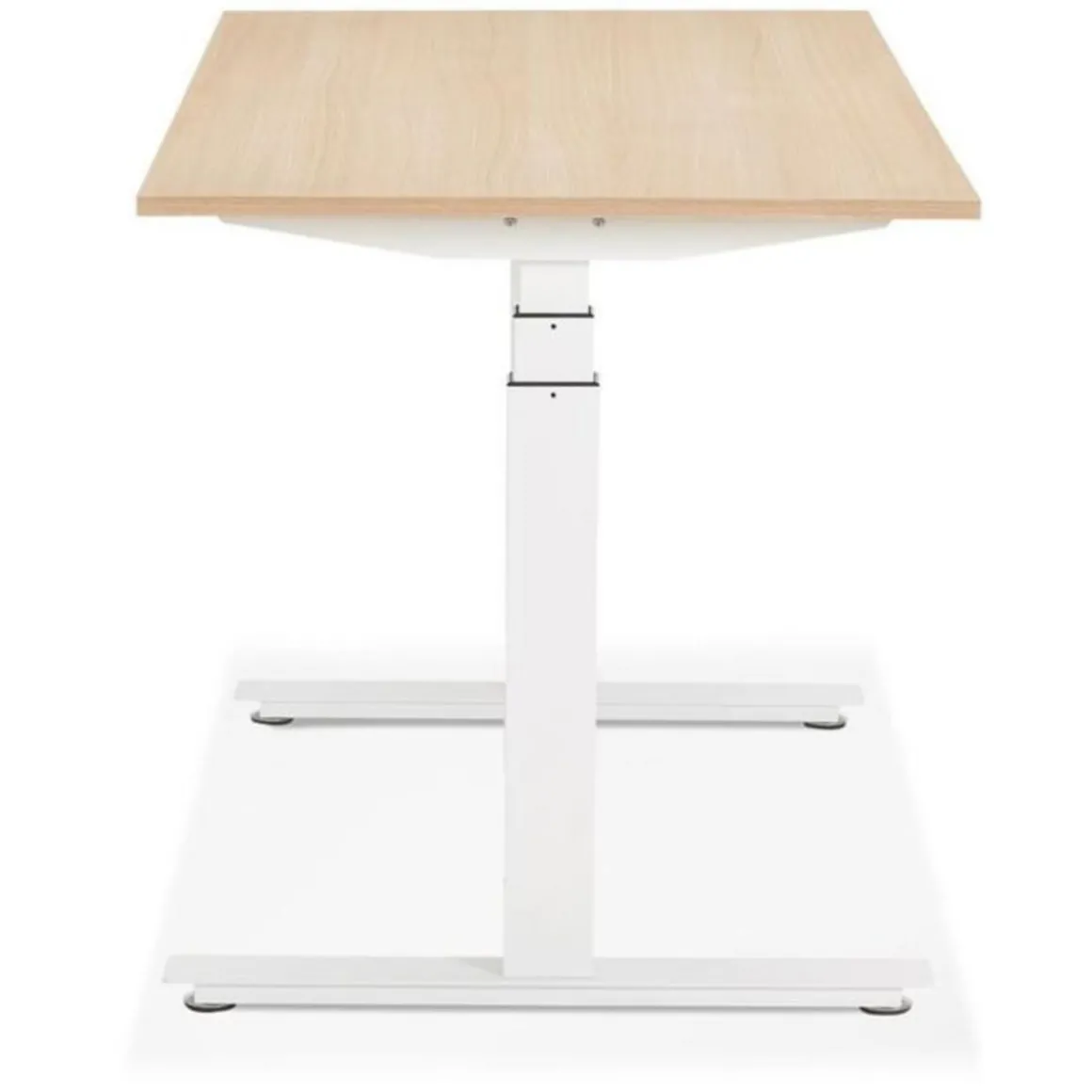 Bureau Design Réglable Électrique 140cm Naturel & Blanc
