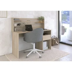 Bureau droit avec crédence et rangements L138cm PIA