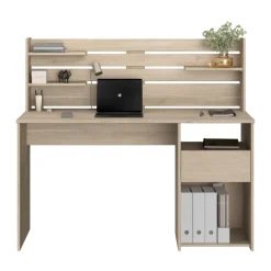 Bureau droit avec crédence et rangements L138cm PIA