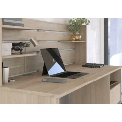 Bureau droit avec crédence et rangements L138cm PIA