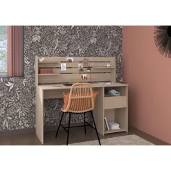 Bureau droit avec crédence et rangements L138cm PIA