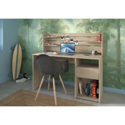 Bureau droit avec crédence et rangements L138cm PIA