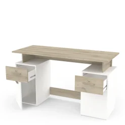 Bureau droit double caisson de rangement L134cm SOCRATE