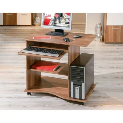 Bureau droit informatique avec tablette coulissante et roulettes L80cm ADRIEN