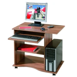 Bureau droit informatique avec tablette coulissante et roulettes L80cm ADRIEN