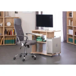 Bureau droit informatique avec tablette coulissante et roulettes L80cm ADRIEN