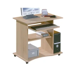Bureau droit informatique avec tablette coulissante et roulettes L80cm ADRIEN