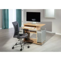 Bureau droit informatique avec tablette coulissante et roulettes L80cm ADRIEN