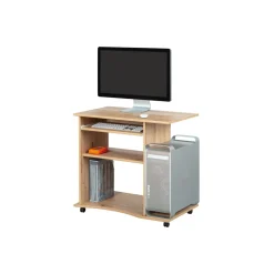 Bureau droit informatique avec tablette coulissante et roulettes L80cm ADRIEN
