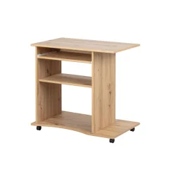 Bureau droit informatique avec tablette coulissante et roulettes L80cm ADRIEN