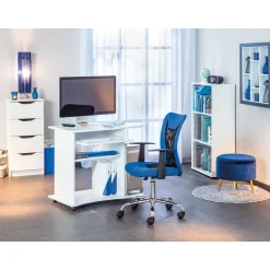 Bureau droit informatique avec tablette coulissante et roulettes L80cm ADRIEN