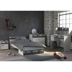 Bureau enfant 1 porte 1 tiroir 1 étagère style industriel L108cm LOFTY