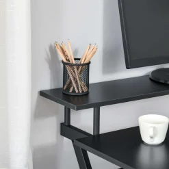 Bureau informatique gamer avec étagères dim. 100L x 60l x 85,5H cm MDF métal noir