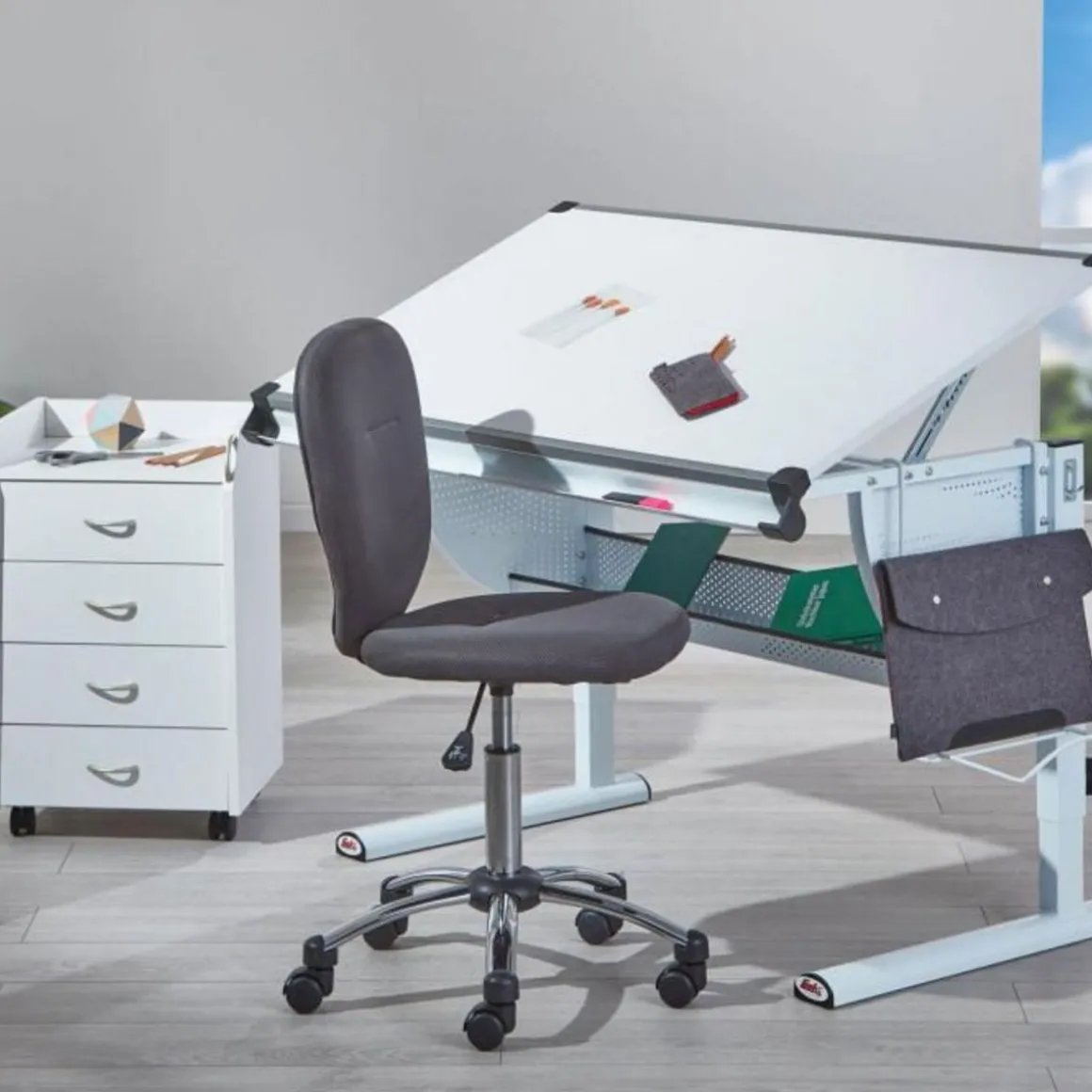 Bureau Multifonctions Enfant Mathis 118cm Blanc