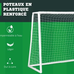 But de football cage de foot but futsal - dim. 180L x 92l x 124H cm - PVC blanc