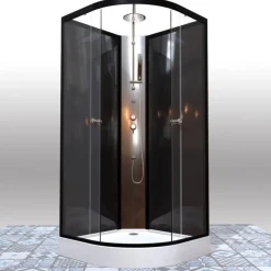 Cabine de douche quart de rond noire 85x85 cm - GRAPHITE