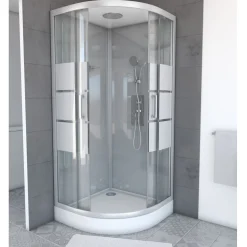 Cabine de douche quart de cercle grise verre dépoli 90x90 cm - GREY RIVER II