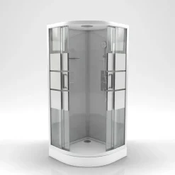 Cabine de douche quart de cercle grise verre dépoli 90x90 cm - GREY RIVER II