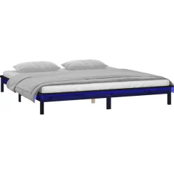 Cadre de lit a LED sans matelas noir 120x190 cm bois massif