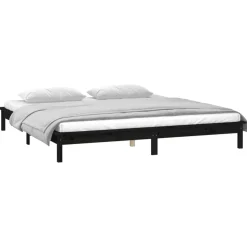 Cadre de lit a LED sans matelas noir 120x190 cm bois massif
