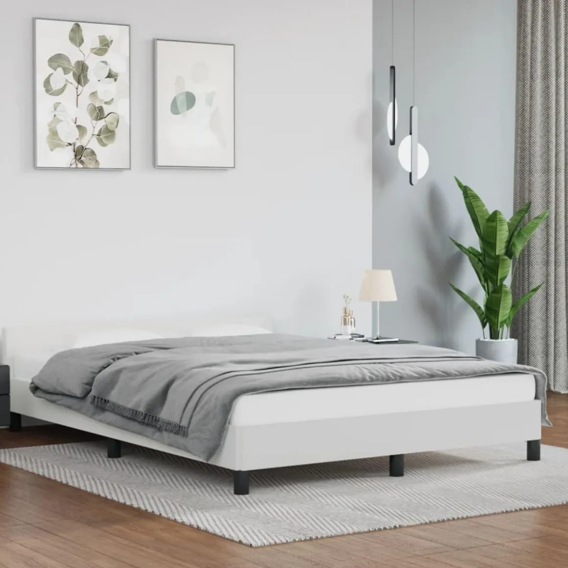 Cadre de lit avec tete de lit sans matelas blanc 140x200 cm