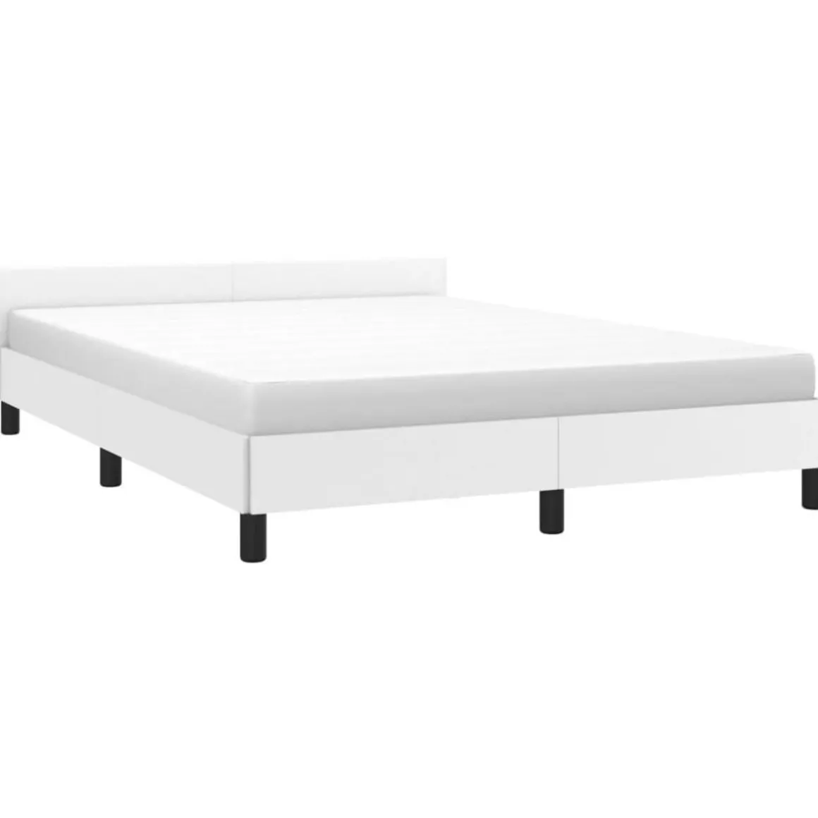 Cadre de lit avec tete de lit sans matelas blanc 140x200 cm