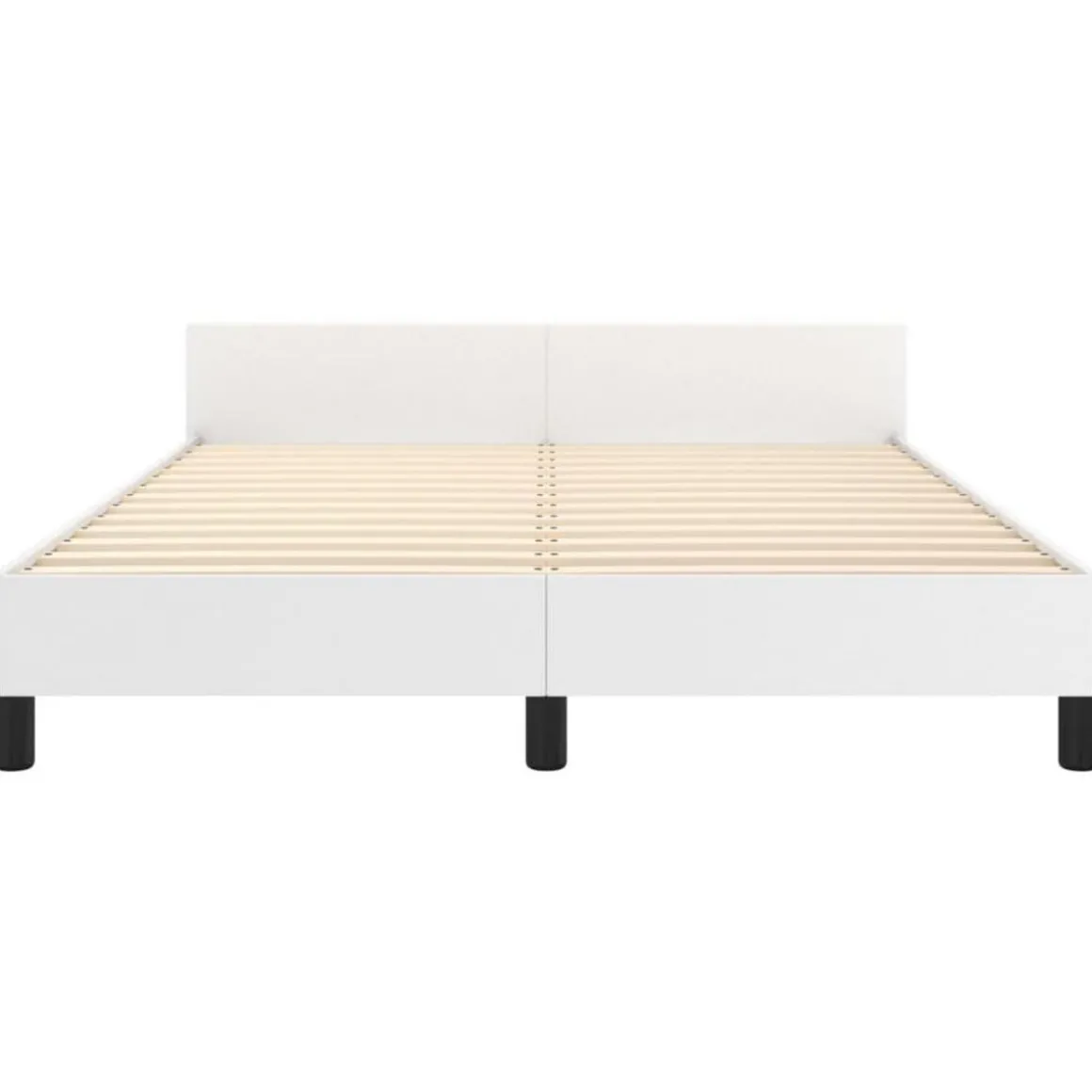 Cadre de lit avec tete de lit sans matelas blanc 140x200 cm