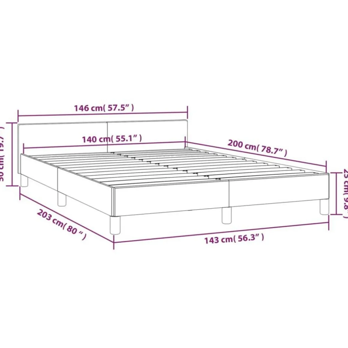 Cadre de lit avec tete de lit sans matelas blanc 140x200 cm