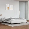Cadre de lit avec tete de lit sans matelas blanc 160x200 cm