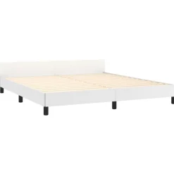 Cadre de lit avec tete de lit sans matelas blanc 160x200 cm
